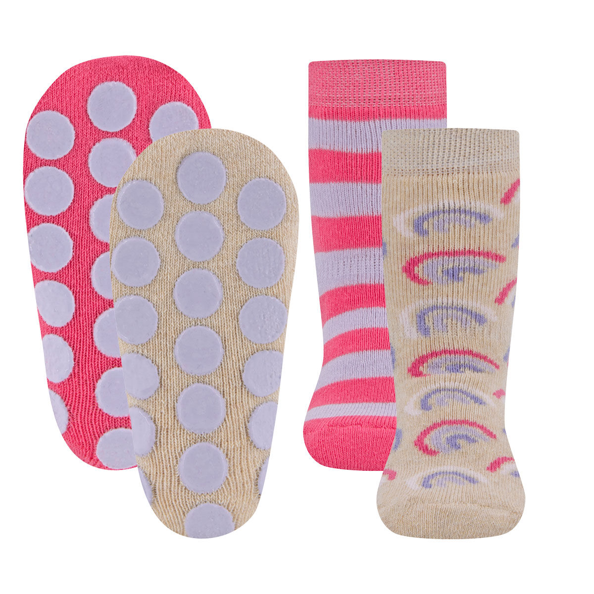 Stoppersocken 2er Pack Regenbogen/Ringel