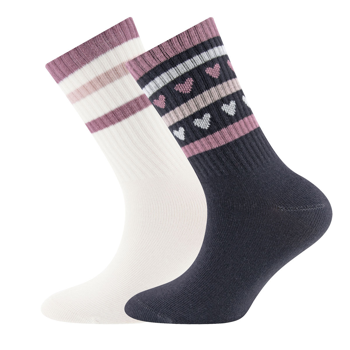 Tennissocken 2er Pack Herzen/Ringel