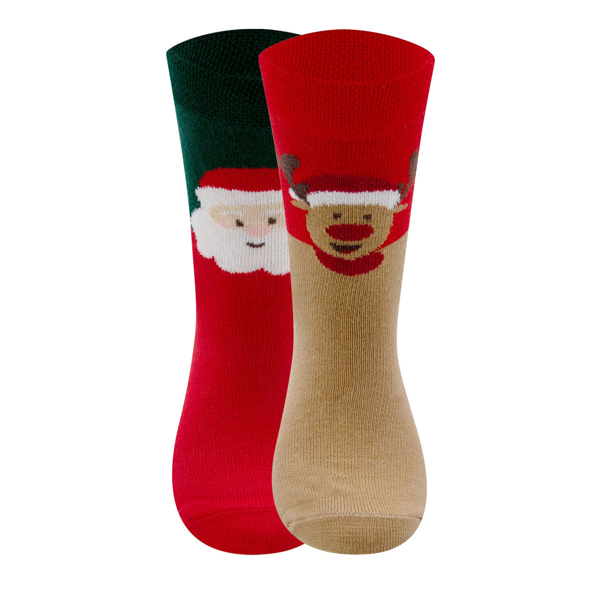 Socken 2er Pack Weihnachtsmann/Rentier