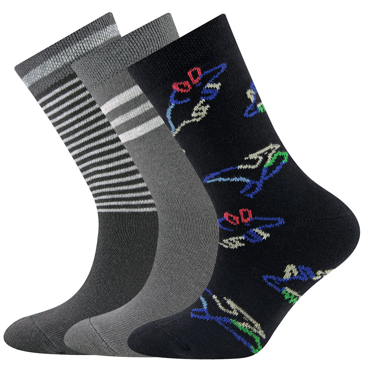 Socken 3er Pack Dinos/Ringel
