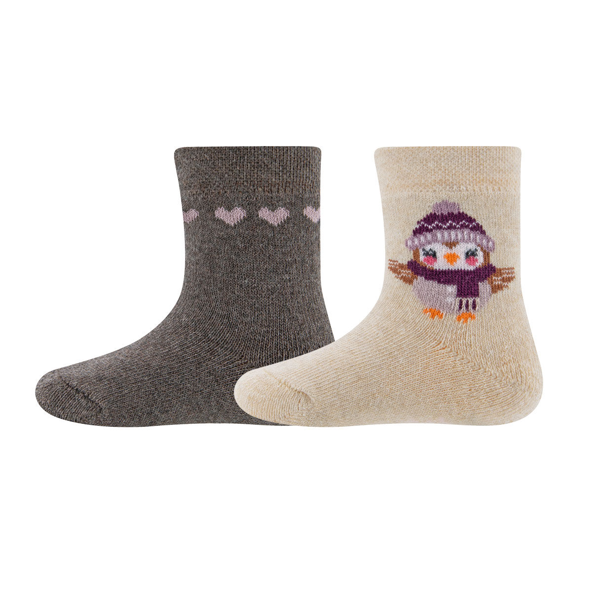 Thermosocken Baby 2er Pack Eule/Herzen