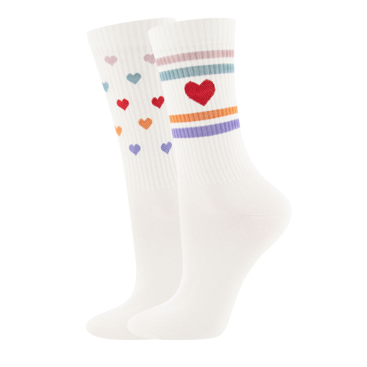 Tennissocken 2er Pack Herz/Ringel