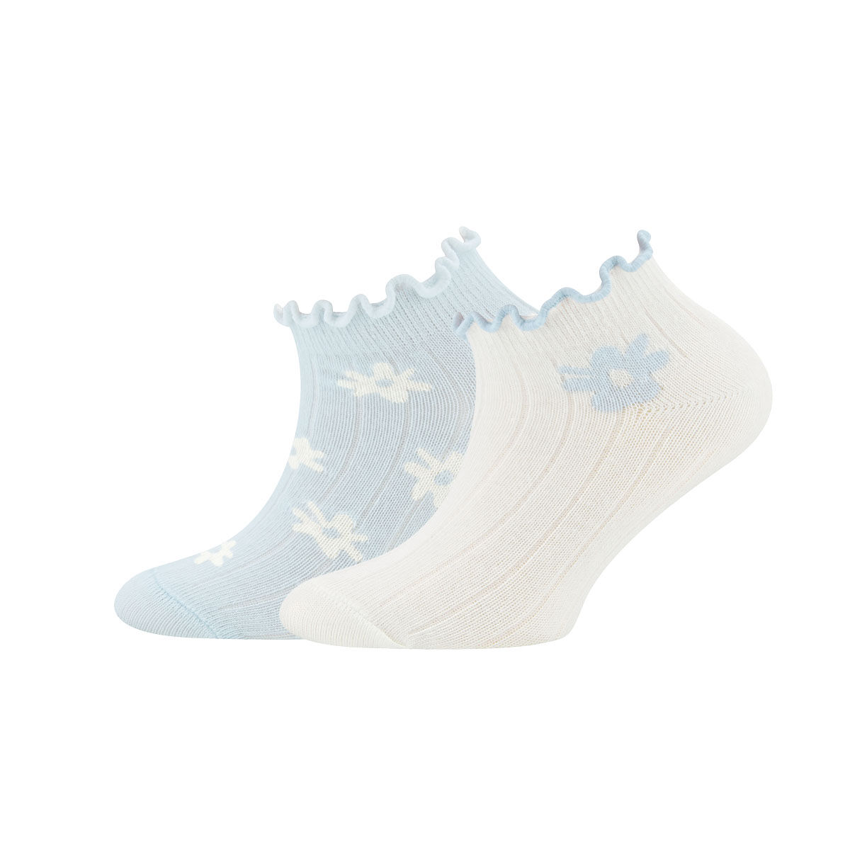 Sneaker 2er Pack Blümchen/Rippe