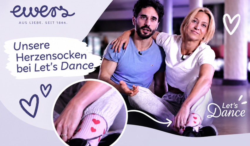 Szene bei Let´s dance Kathrin Menzinger trägt mini me Herzensocken