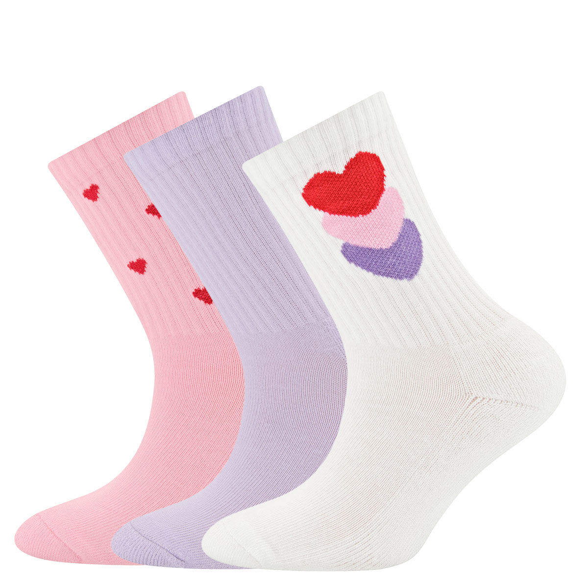 Tennissocken 3er Pack Herzen/Rippe