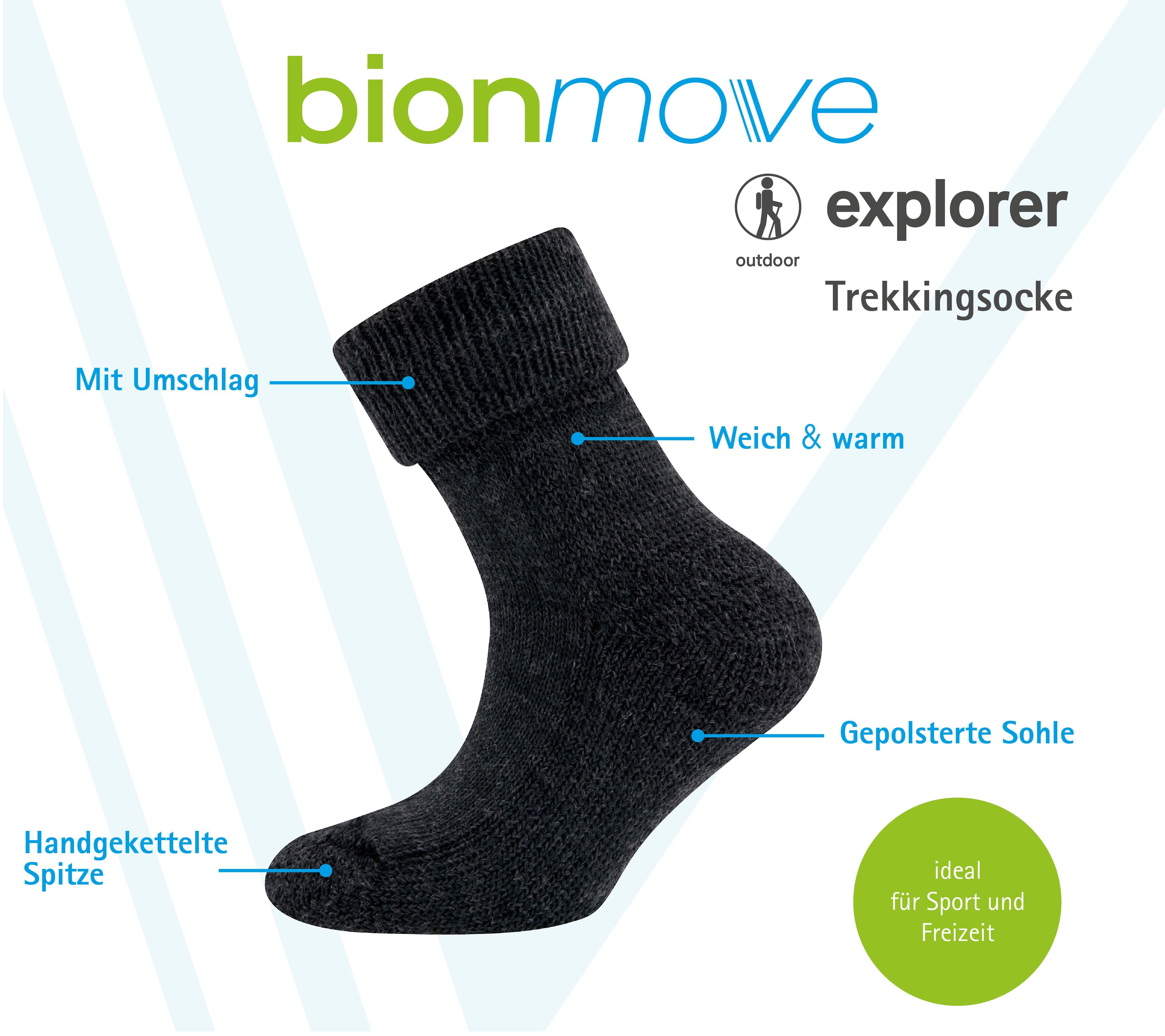 Bionmove Explorer Trekkingsocke Anthrazit. Mit Umschlag, handgekettelt und gepolsterte Sohle.