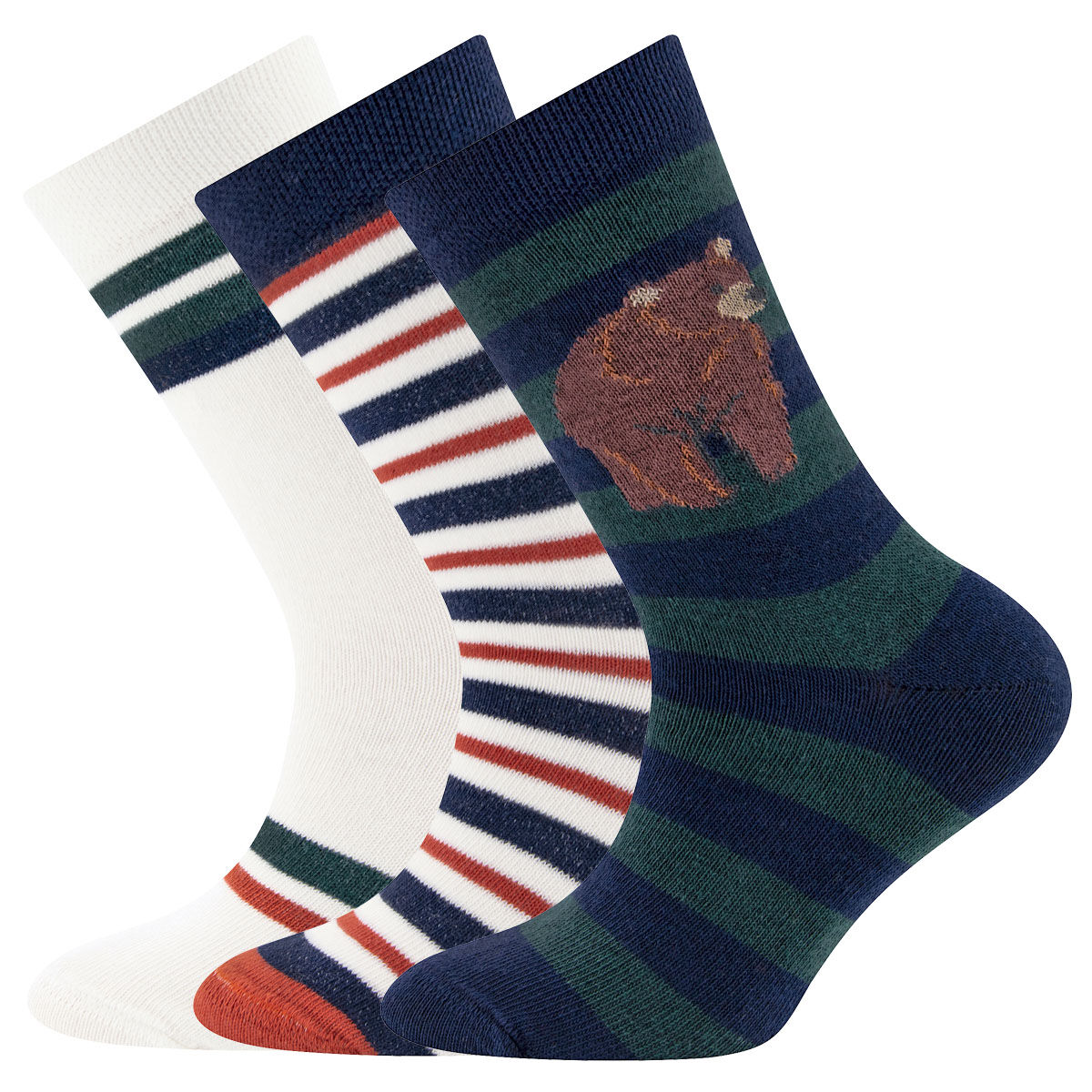 Socken 3er Pack Bär/Ringel