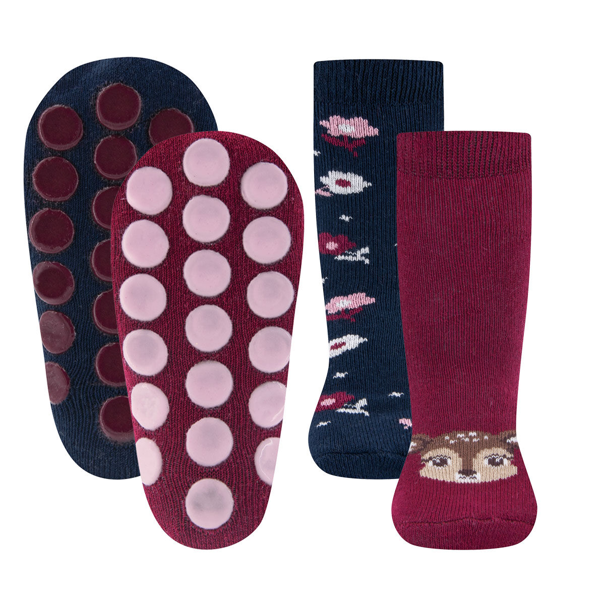 Stoppersocken 2er Pack Reh/Blumen
