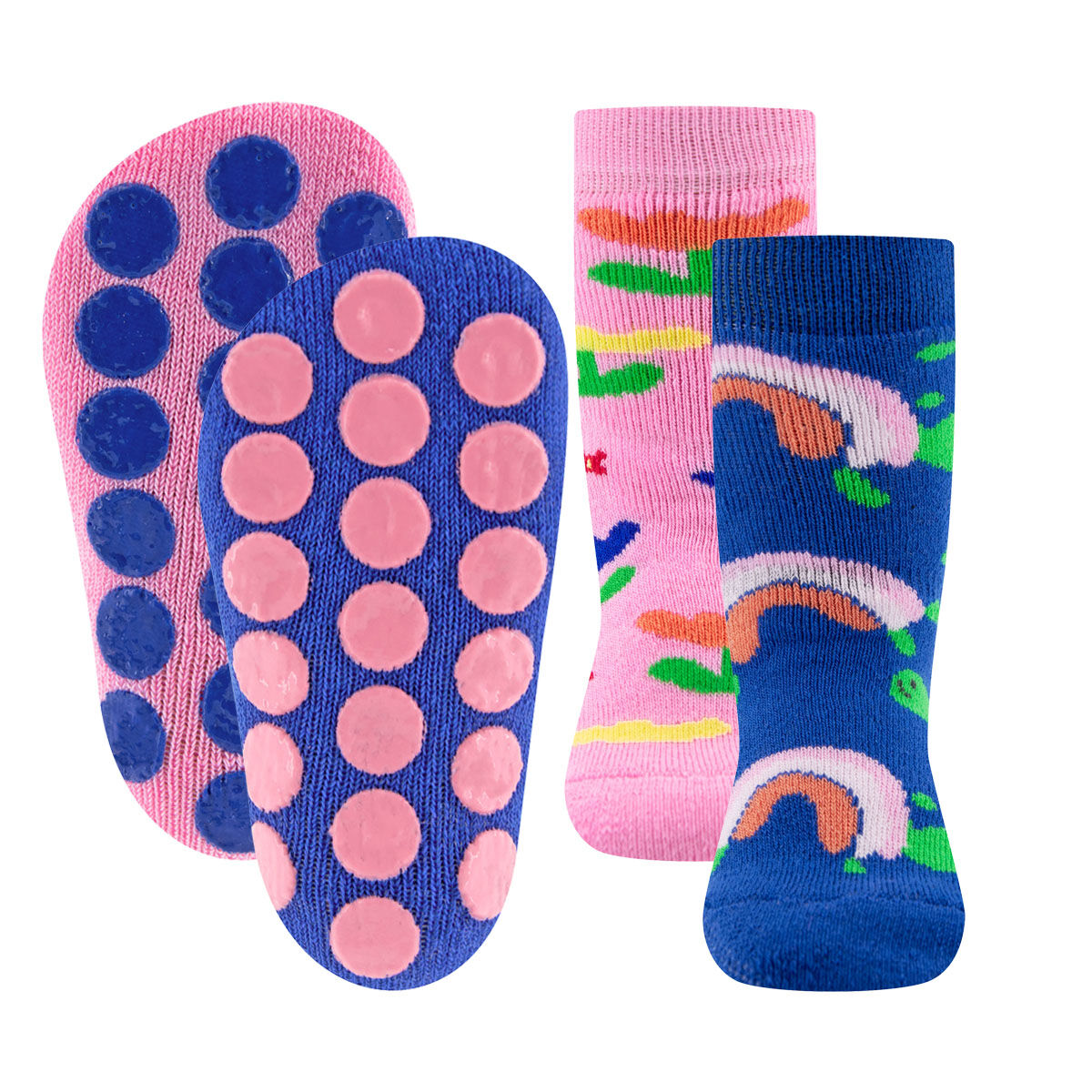 Stoppersocken 2er Pack Blumen/Schildkröte