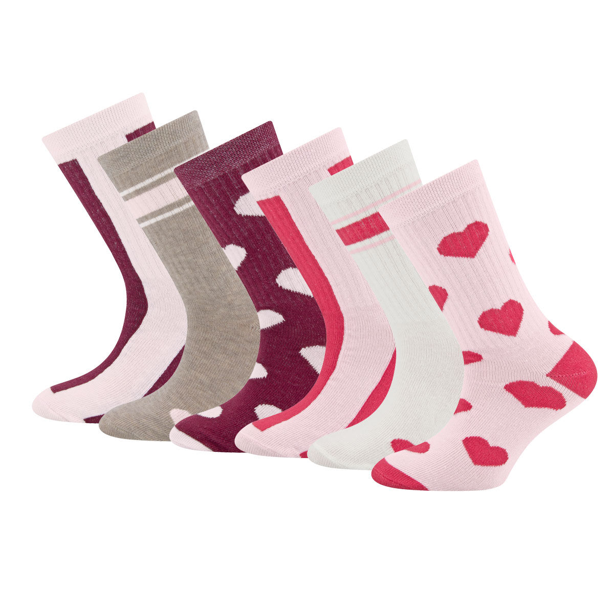 Socken 6er Pack Herzen/Ringel/Streifen