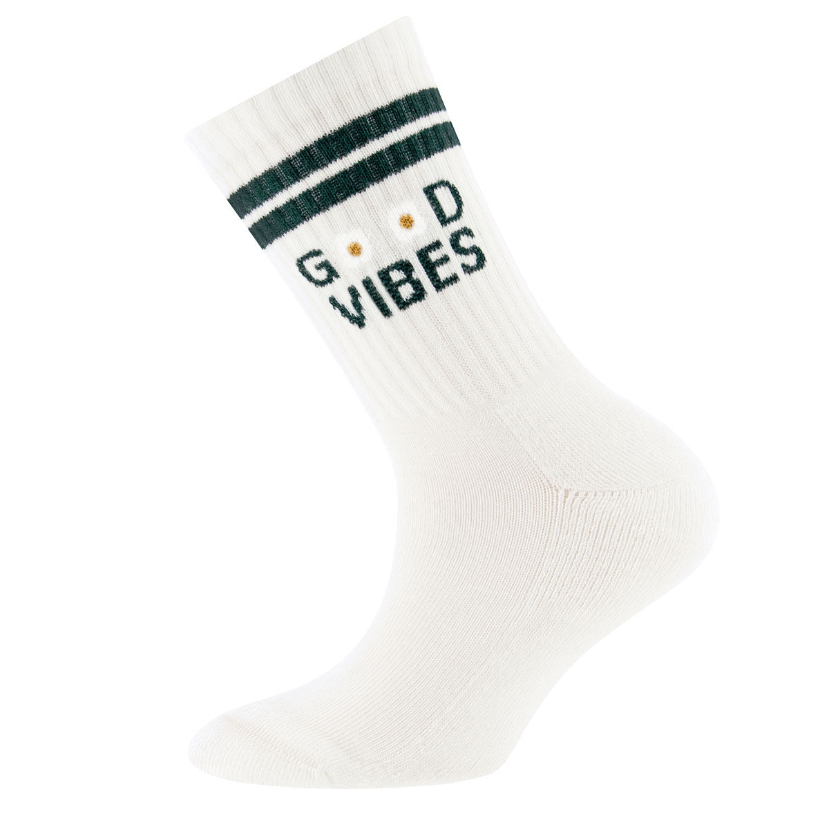 Ein Tennissocke mit der Aufschrift Good Vibes.