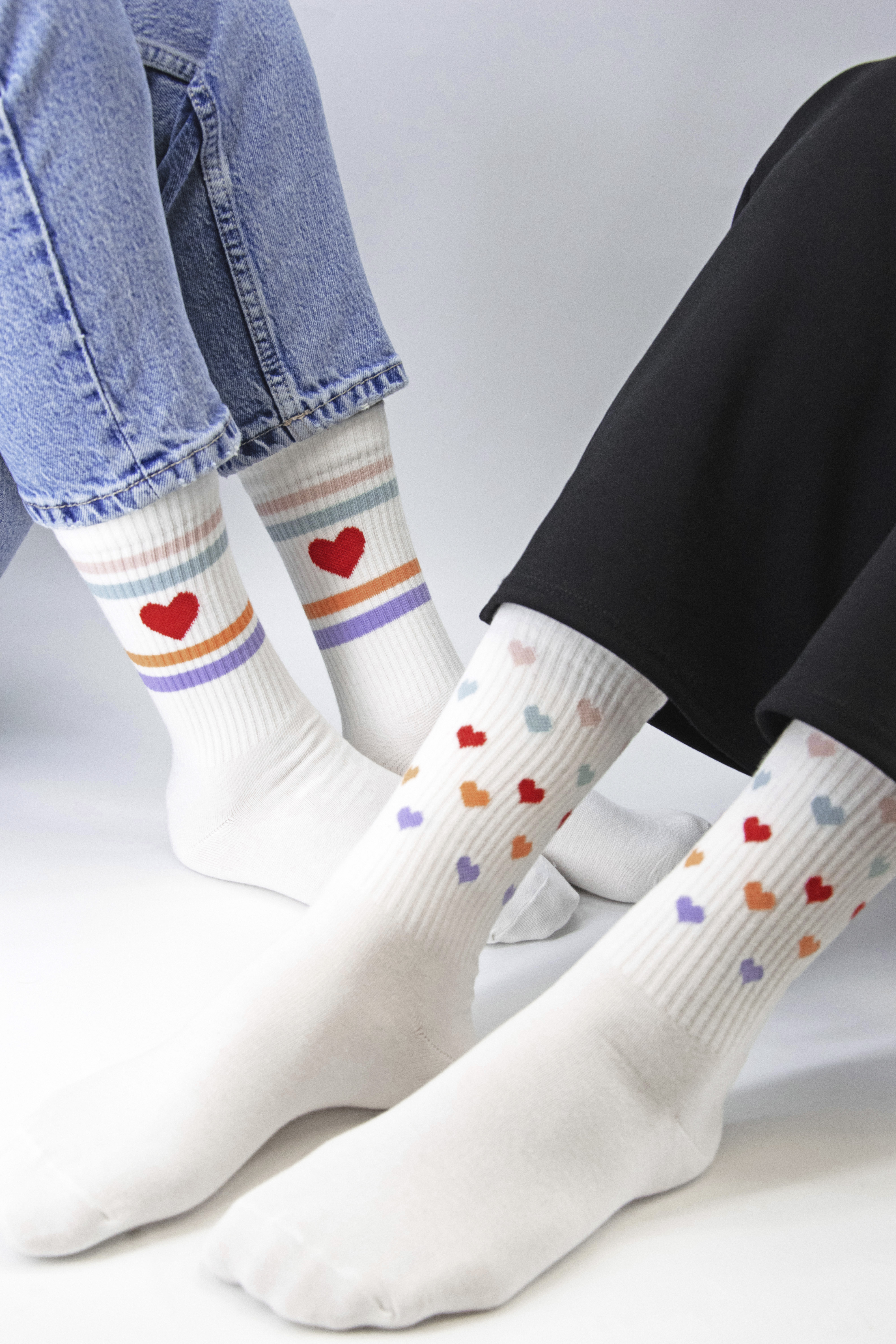 Tennissocken 2er Pack Herz/Ringel