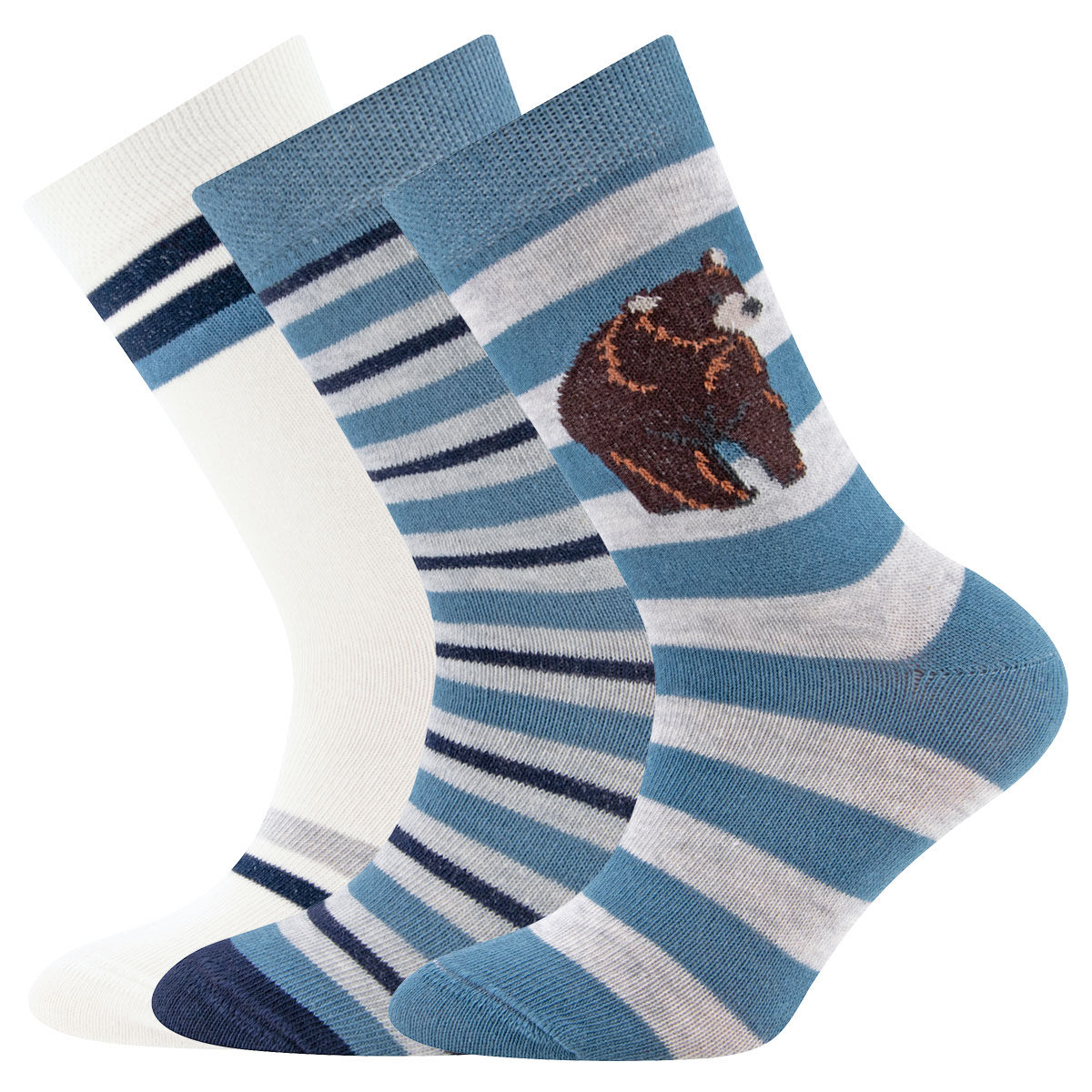 Socken 3er Pack Bär/Ringel