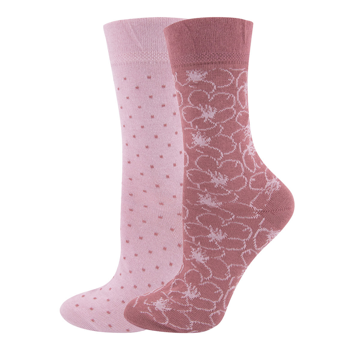 Socken 2er Pack GOTS Blumen/Punkte