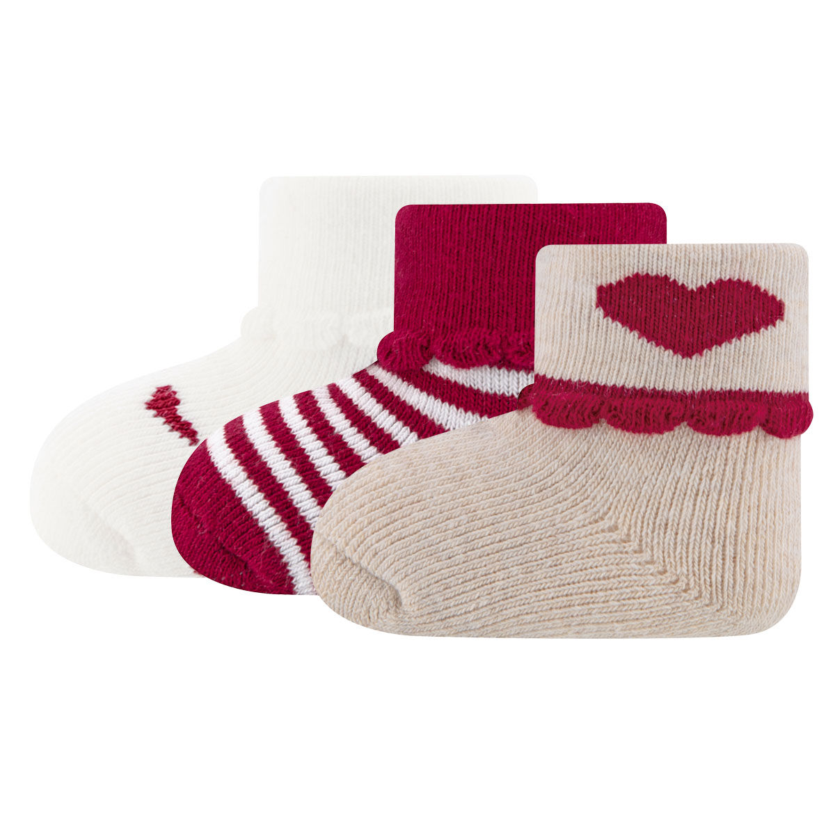 Babysocken 3er Pack Herzen/Ringel