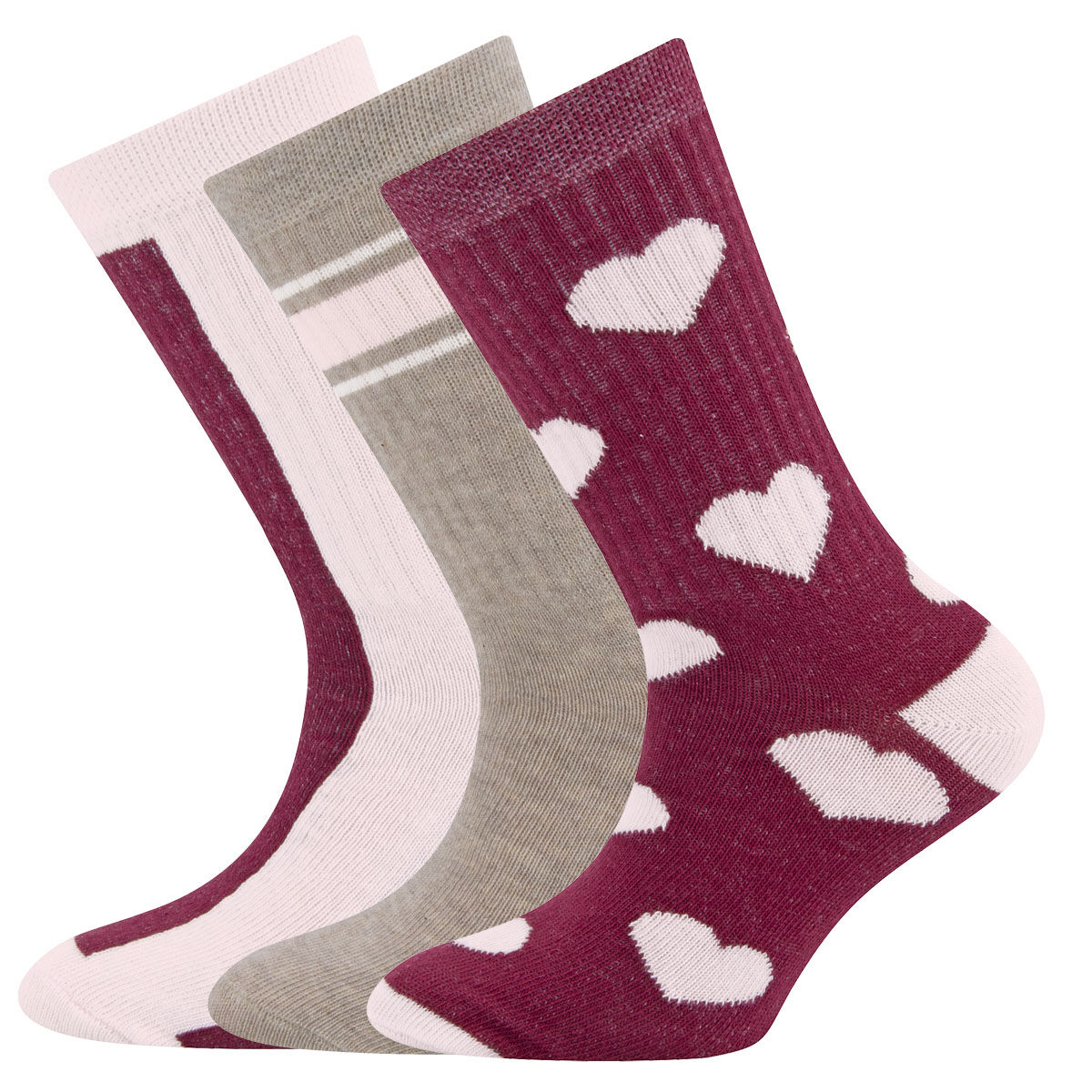 Socken 3-Pack Herzen/Streifen