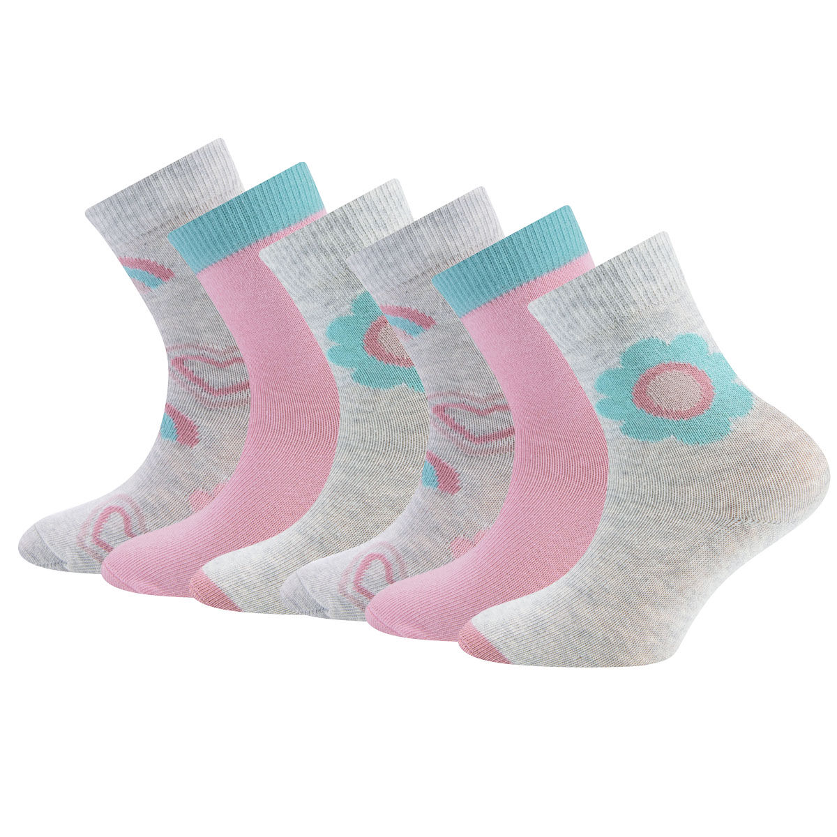 Socken 6er Pack  GOTS Blumen/Herzen