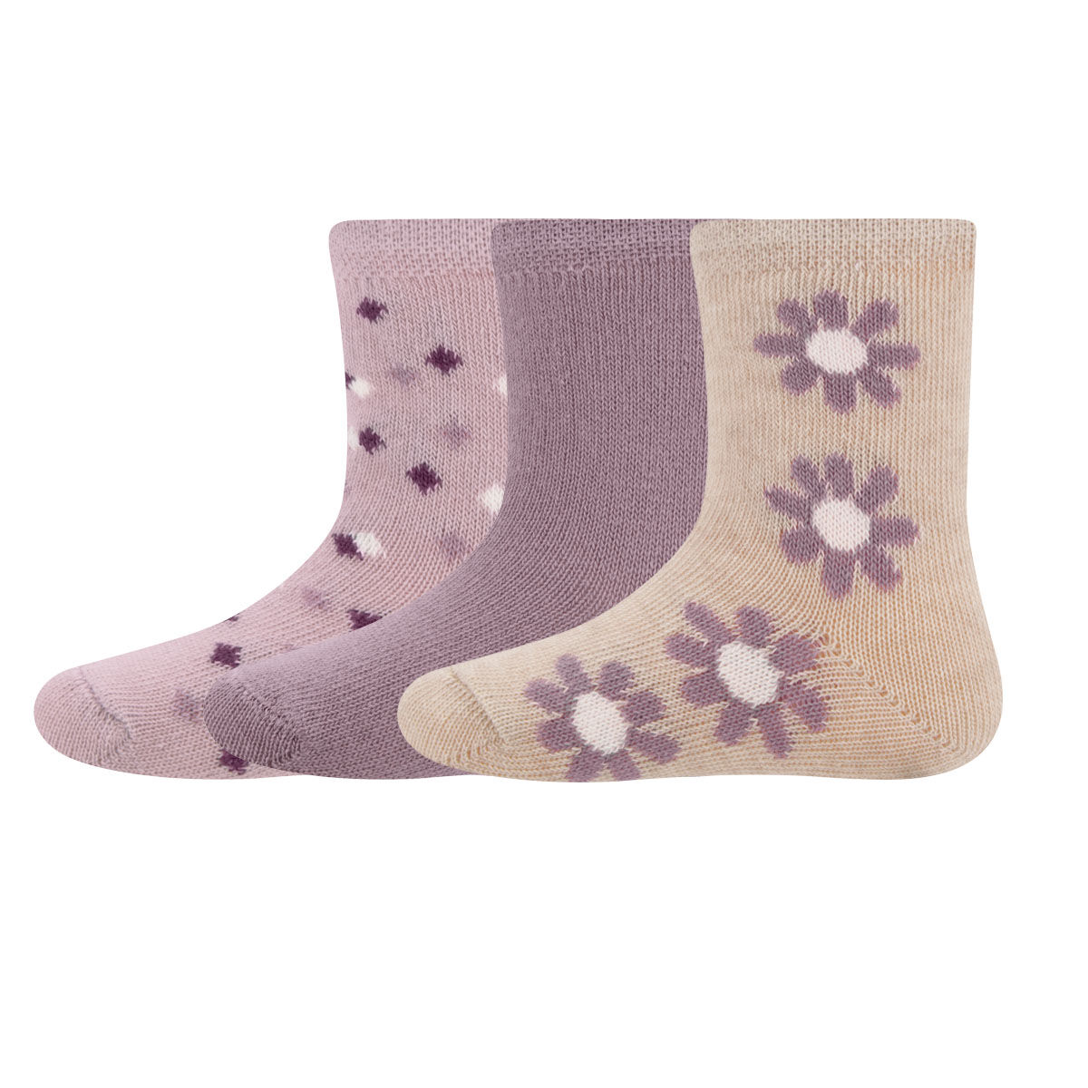 Socken 3er Pack Blumen/Punkte